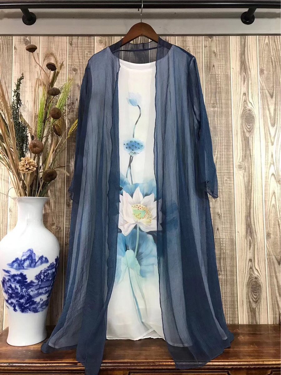 Ethnic Retro Printed Chiffon Jumpsuit Two-piece Set